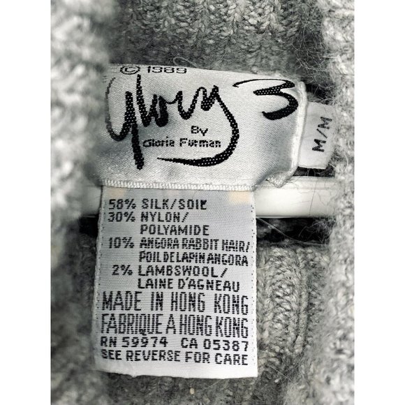 Vintage Turtleneck Sweater Silk Lambswool Rabbit Hair Nylon Women’s Med Gray - Picture 3 of 4